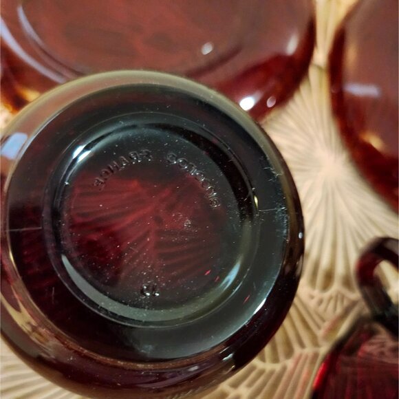 Ruby Red Glass Arcoroc France Classique Design Cup & Saucer Sets - Picture 9 of 10